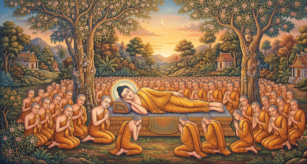 วันอัฏฐมีบูชา พุทธศาสนิกชนร่วมทำบุญและเวียนเทียนเพื่อรำลึกถึงการถวายพระเพลิงพระพุทธสรีระของพระพุทธเจ้า